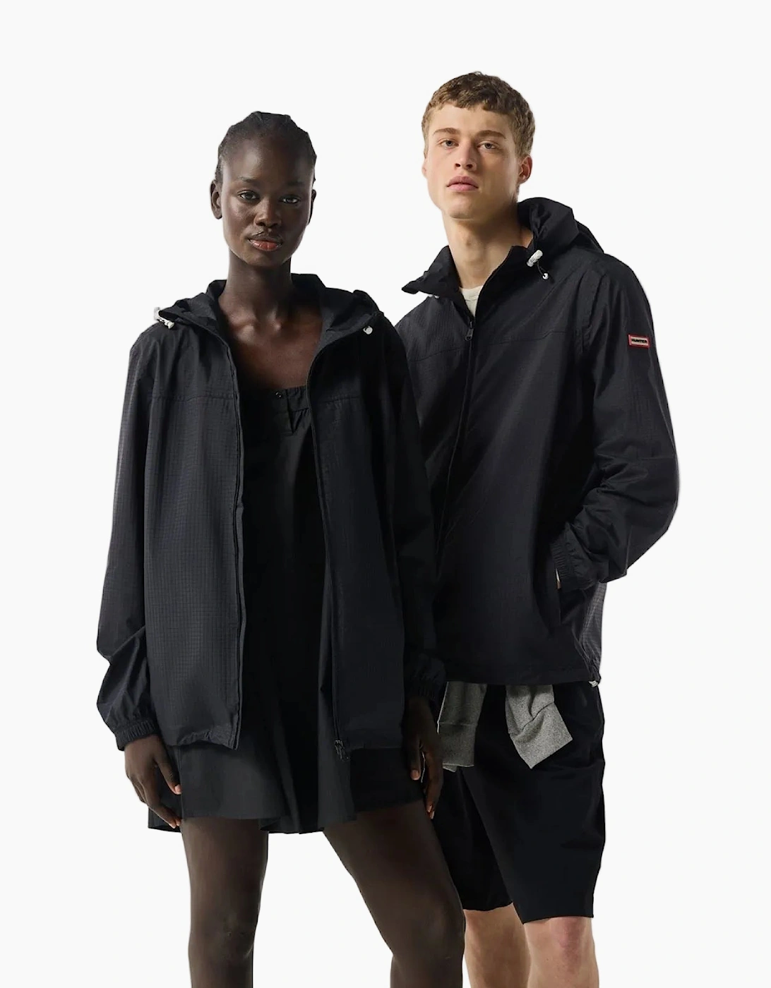 Hunter Hunter Packable Rain Unisex Adults Black Rain Jacket
