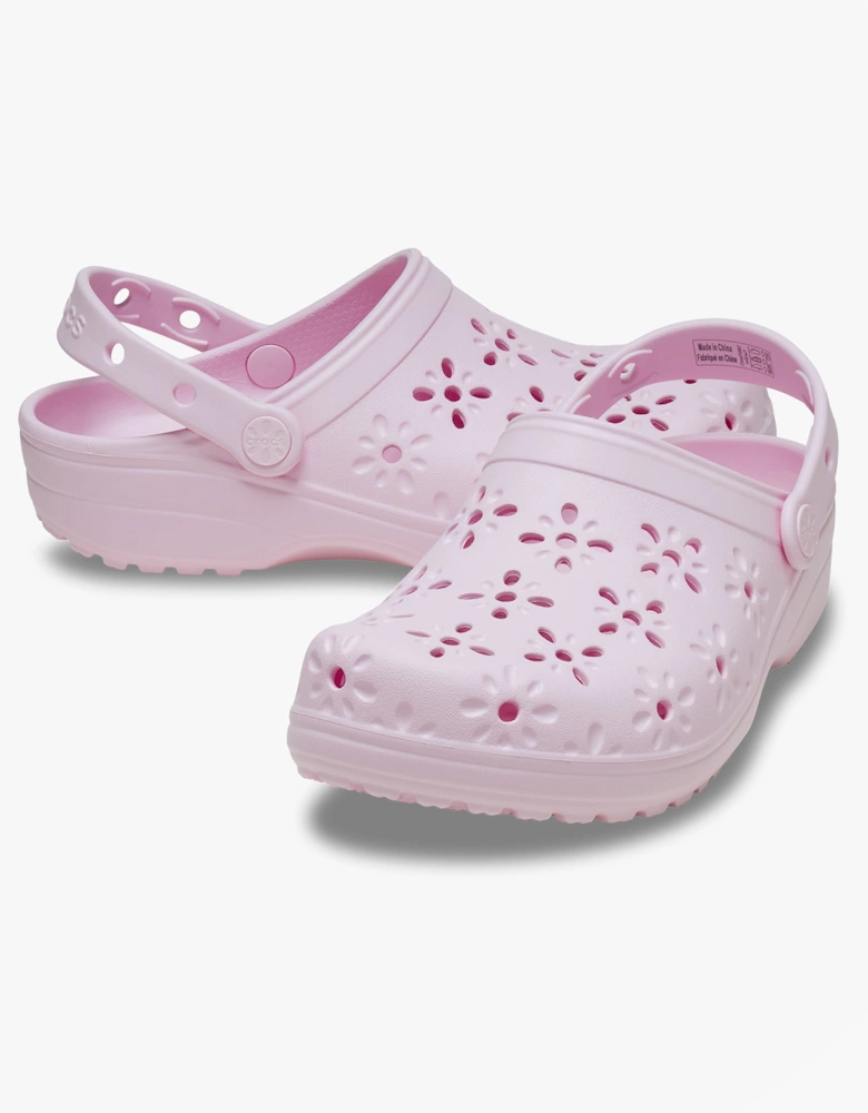 Crocs 210927 CLASSIC FLORAL CUT OUT Womens Clogs Pink
