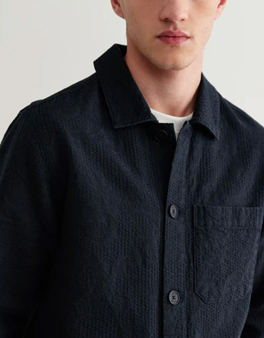 Wax London Rockley Honeycomb Jacquard Overshirt