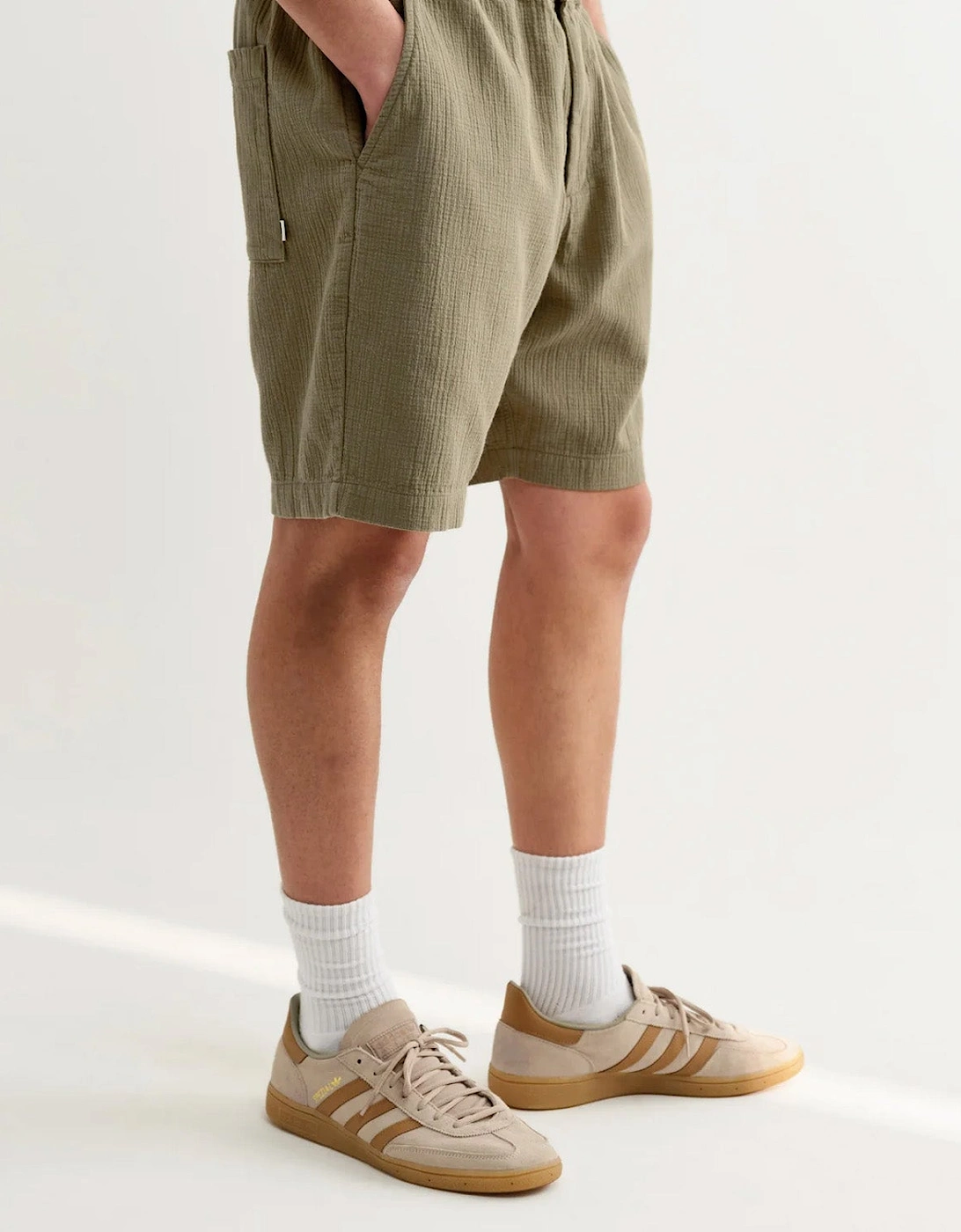 Wax London Kurt Crinkle Cotton Linen Shorts