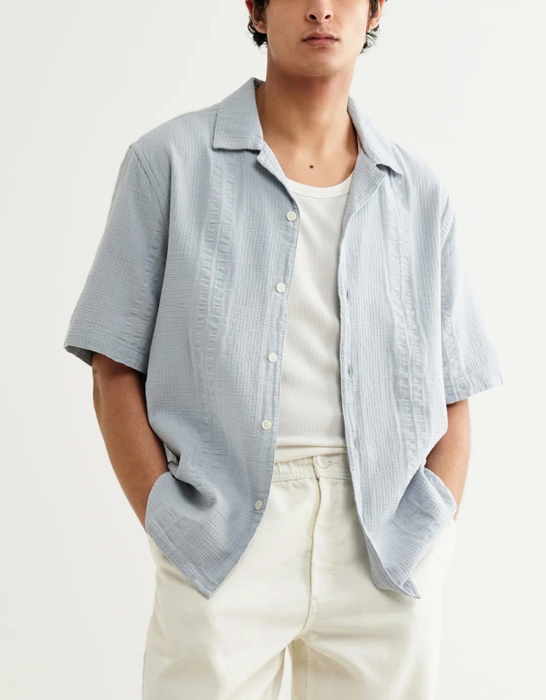 Wax London Didcot Double Weave Seersucker Short Sleeve Shirt