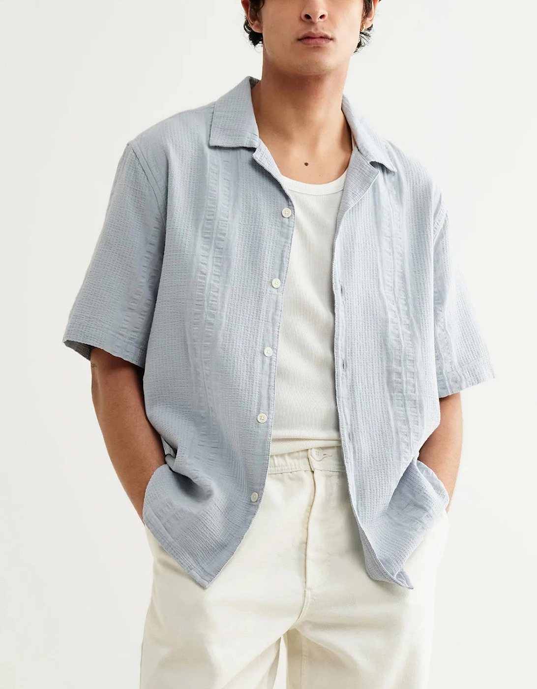 Wax London Didcot Double Weave Seersucker Short Sleeve Shirt