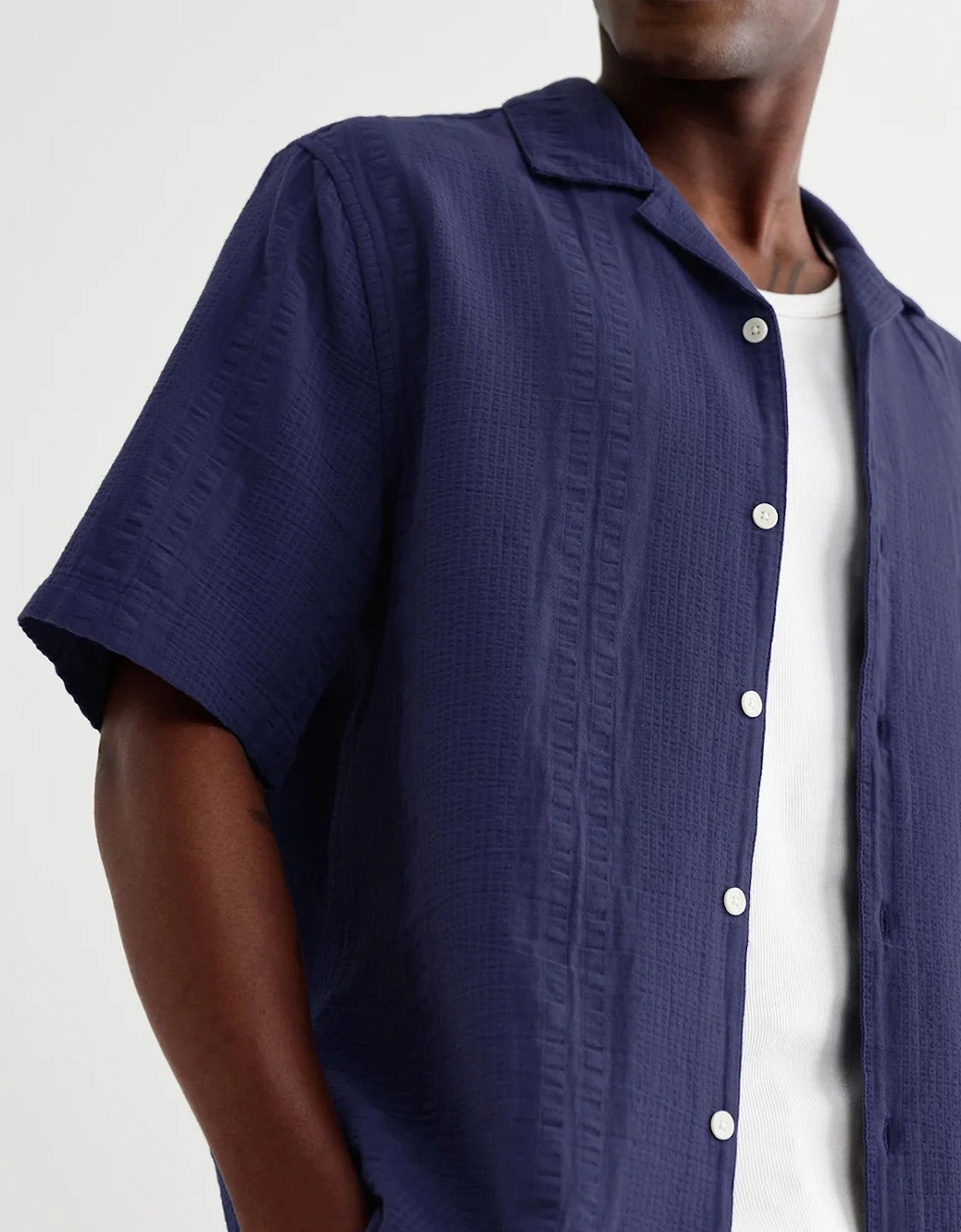 Wax London Didcot Double Weave Seersucker Short Sleeve Shirt