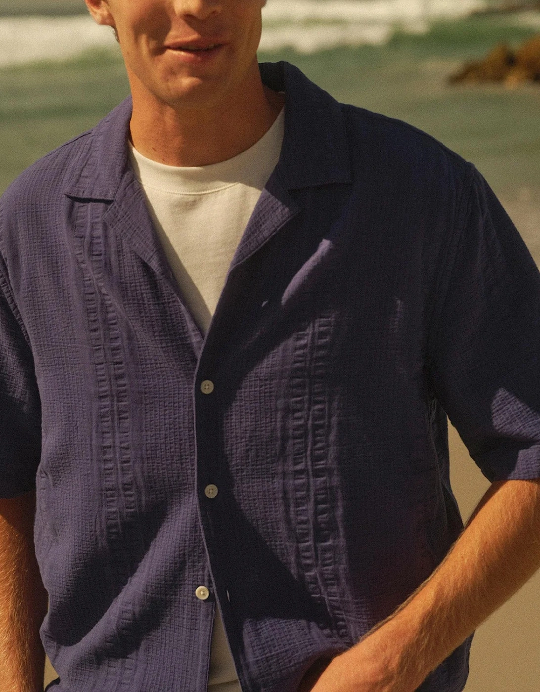Wax London Didcot Double Weave Seersucker Short Sleeve Shirt