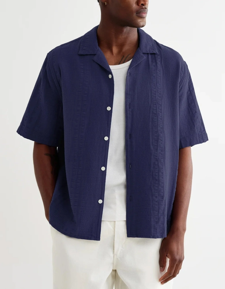 Wax London Didcot Double Weave Seersucker Short Sleeve Shirt