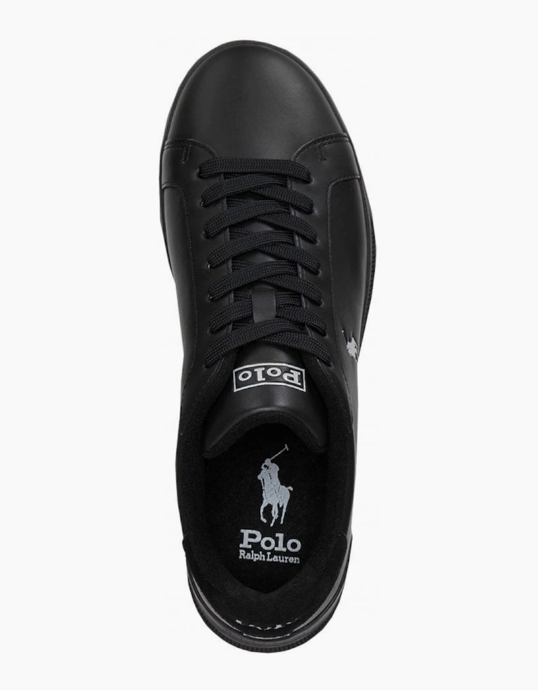 Ralph Lauren Men's Black Heritage Court Leather Trainer