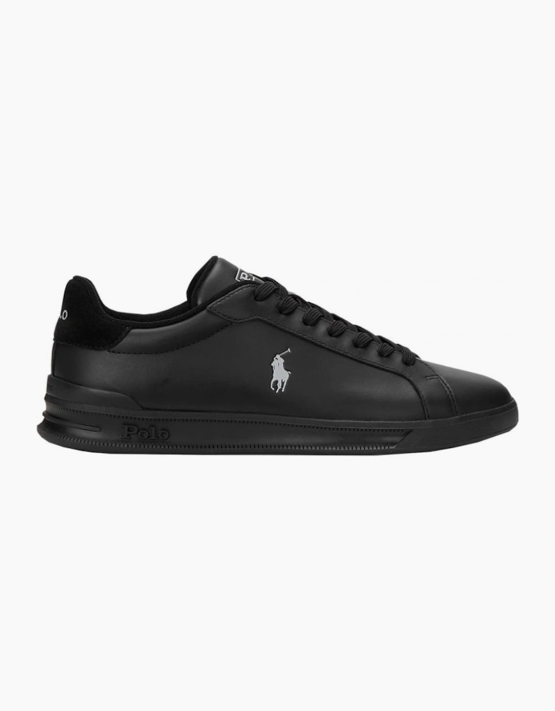Ralph Lauren Men's Black Heritage Court Leather Trainer