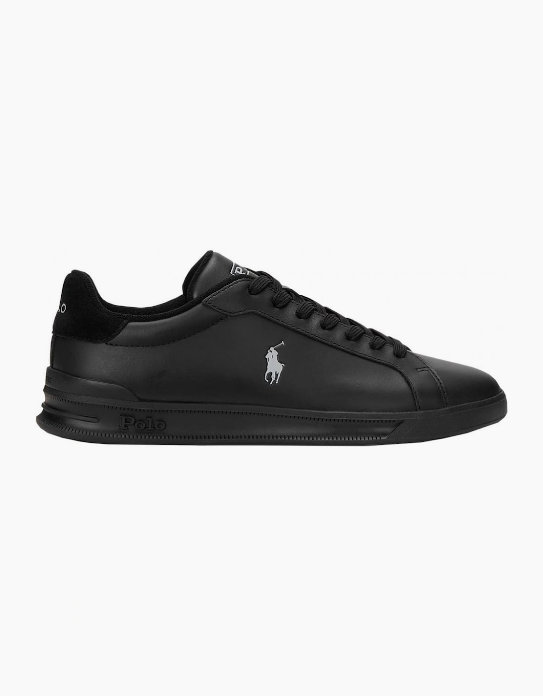 Ralph Lauren Men's Black Heritage Court Leather Trainer