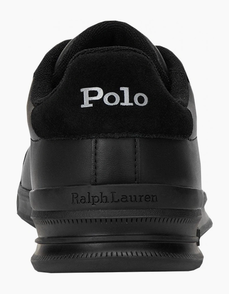 Ralph Lauren Men's Black Heritage Court Leather Trainer
