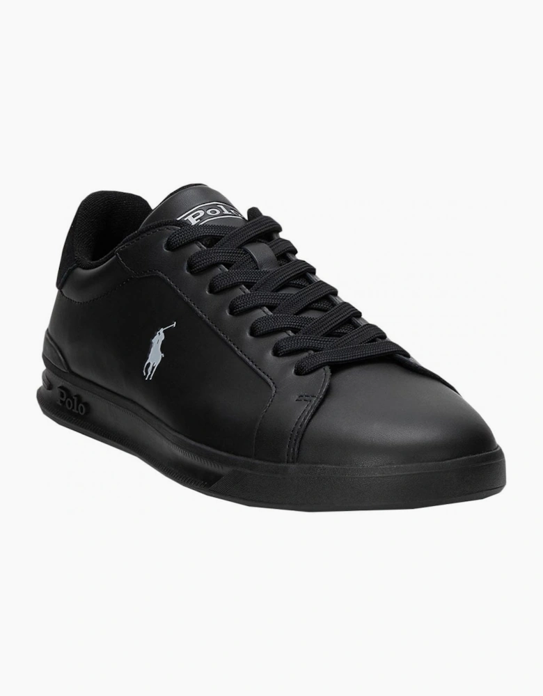 Ralph Lauren Men's Black Heritage Court Leather Trainer