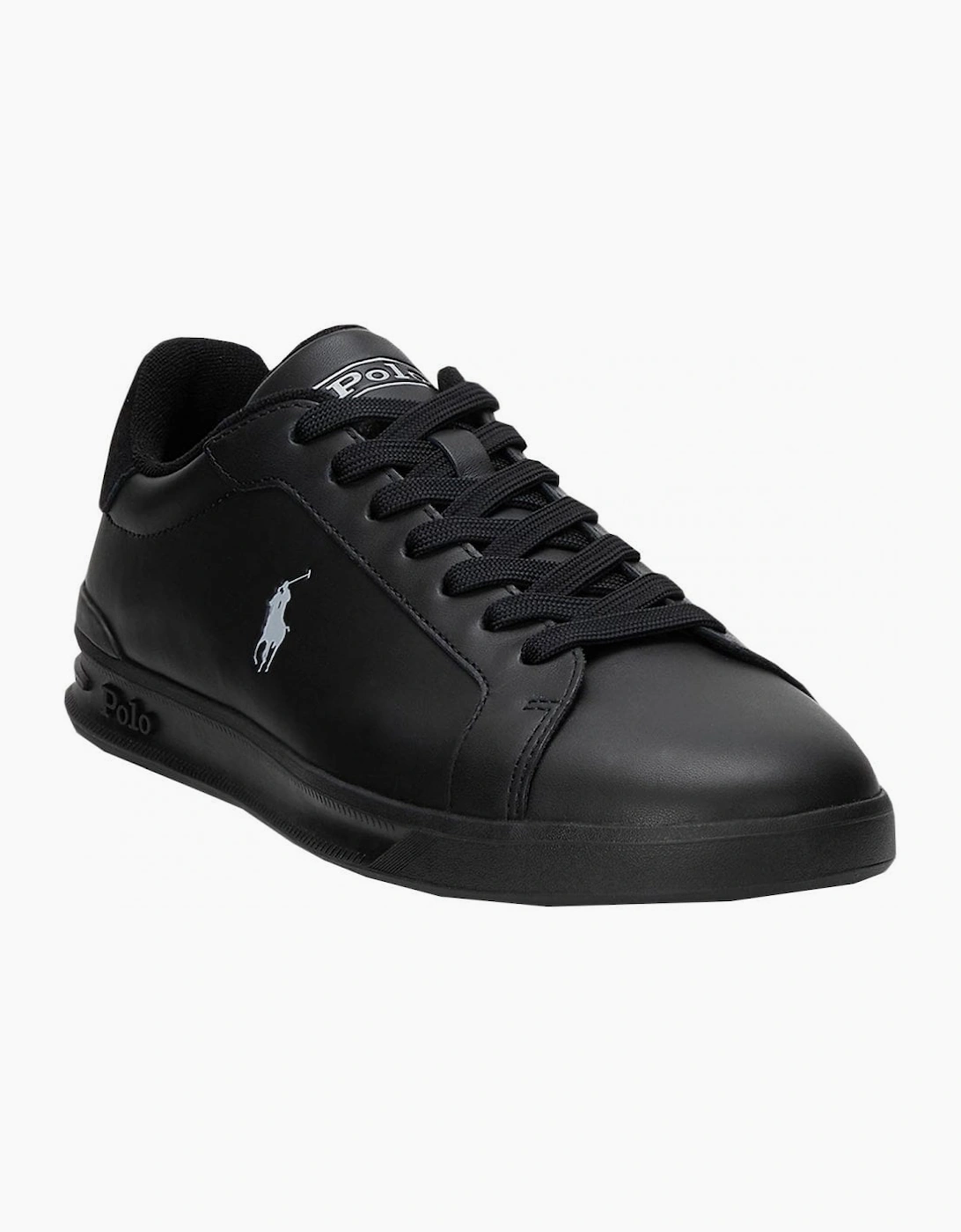 Ralph Lauren Men's Black Heritage Court Leather Trainer