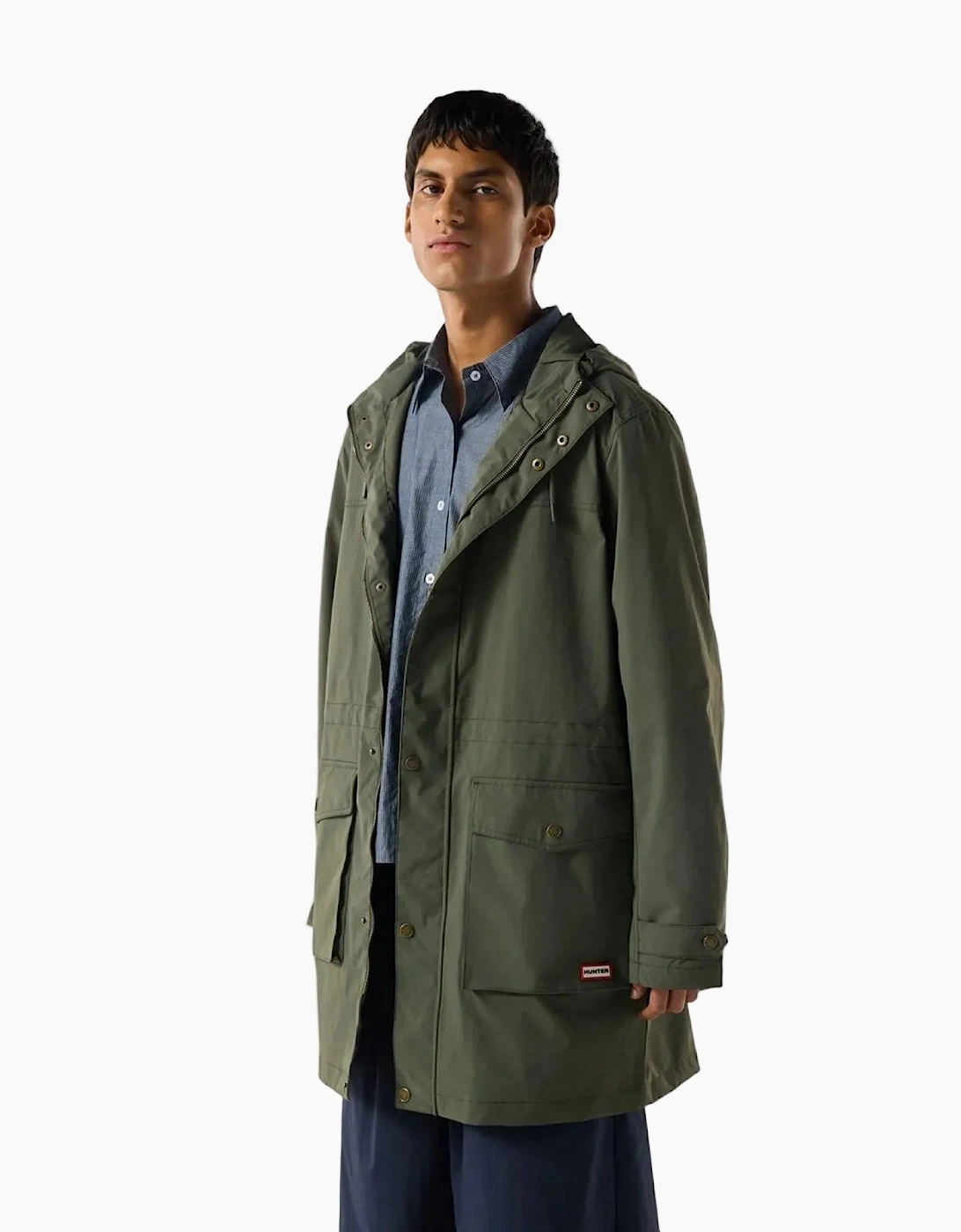 Hunter Men's Green Lightweight Waterproof Rain Parkas - Size 40/Regular