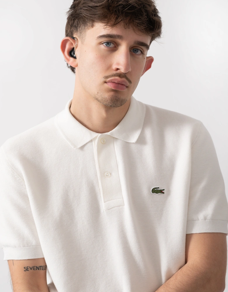 Lacoste Moss Stitch Cotton Polo Collar Mens Sweater - Flour 70V