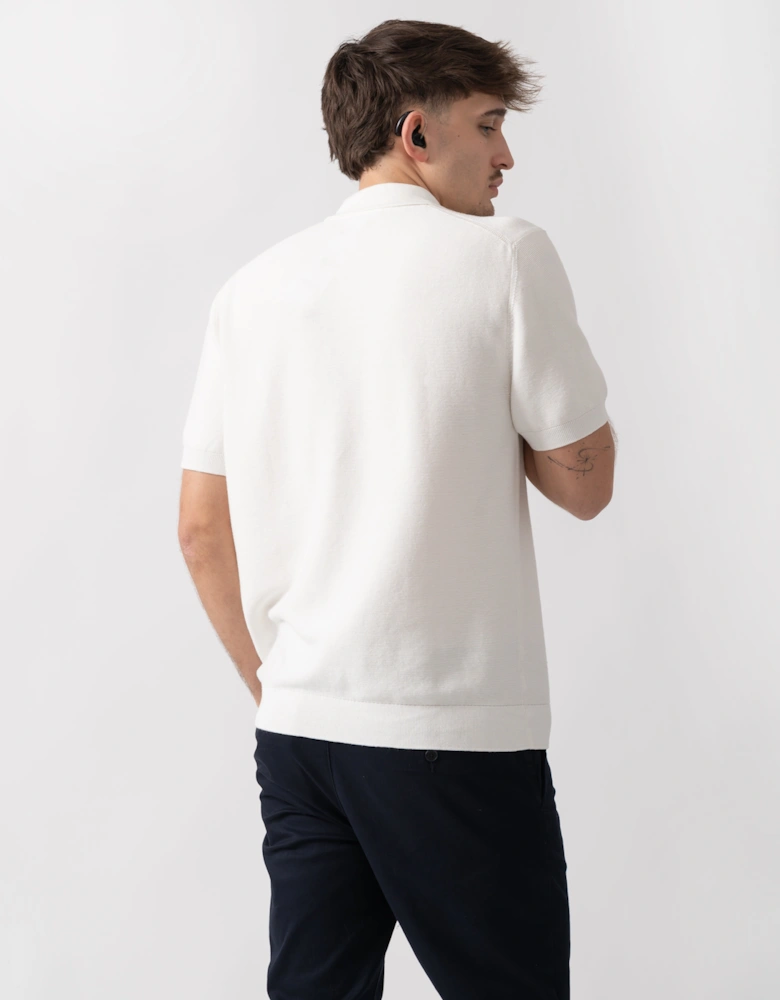 Lacoste Moss Stitch Cotton Polo Collar Mens Sweater - Flour 70V
