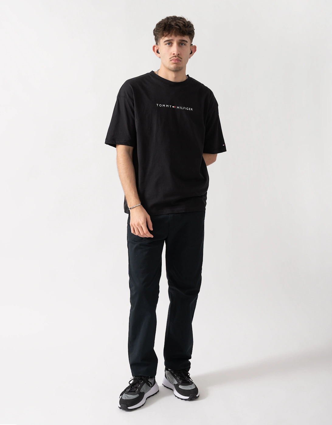 Tommy Hilfiger Logo Mens Lounge Tee - Black