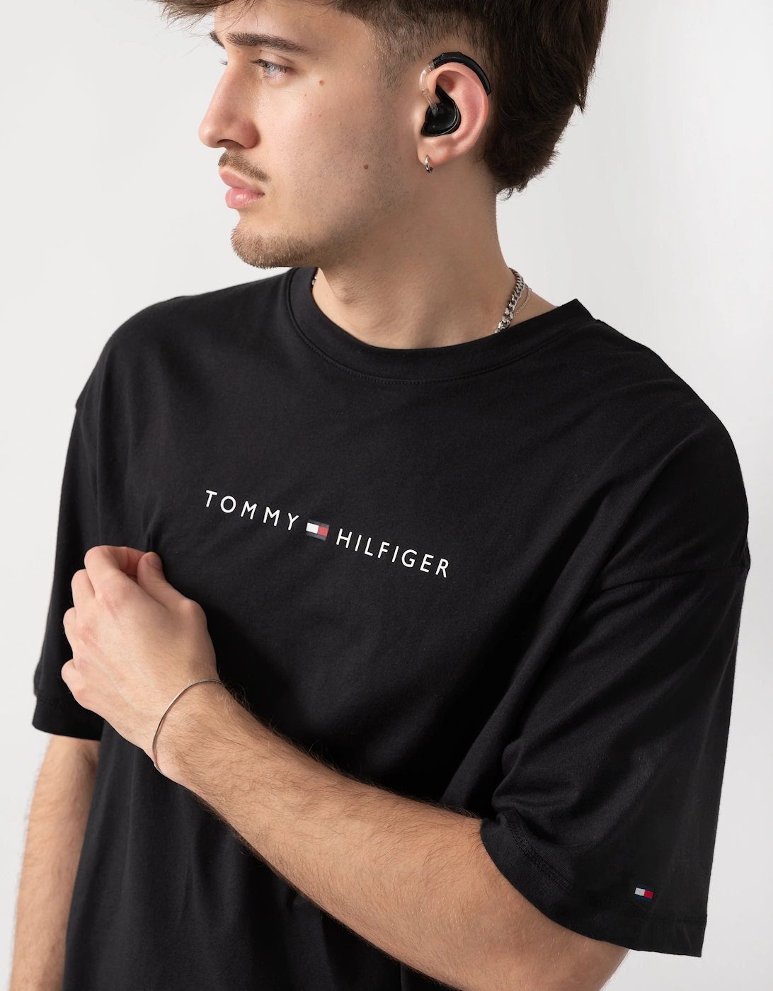 Tommy Hilfiger Logo Mens Lounge Tee - Black