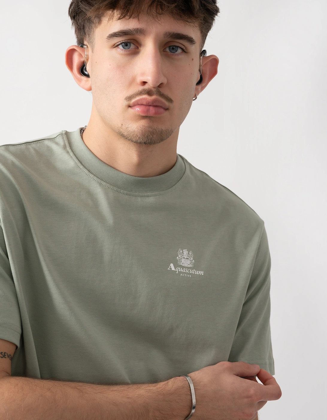 Aquascutum Mens Small Logo T-Shirt - Salvia 34