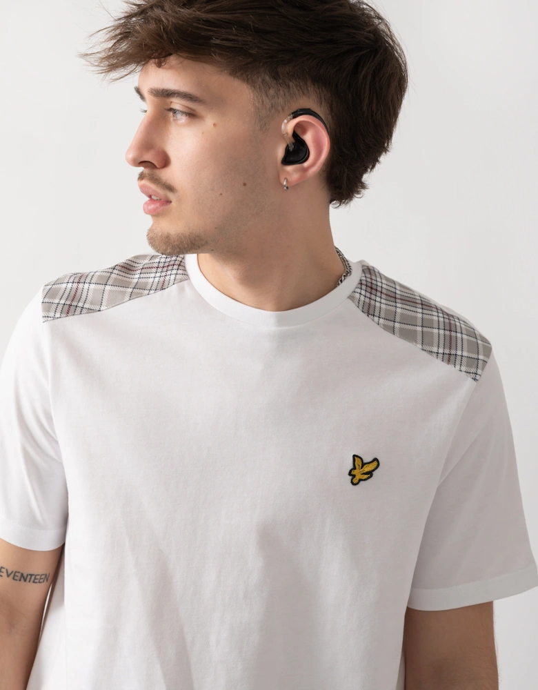 Lyle & Scott Check Panelled Mens T-Shirt - 626 White