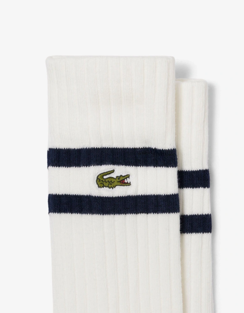 Lacoste Ribbed Mens Socks - Navy Blue/Flour HHW