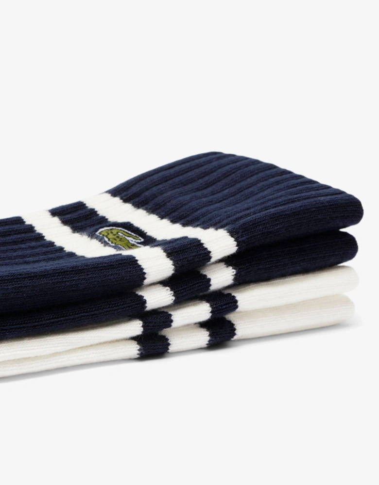 Lacoste Ribbed Mens Socks - Navy Blue/Flour HHW