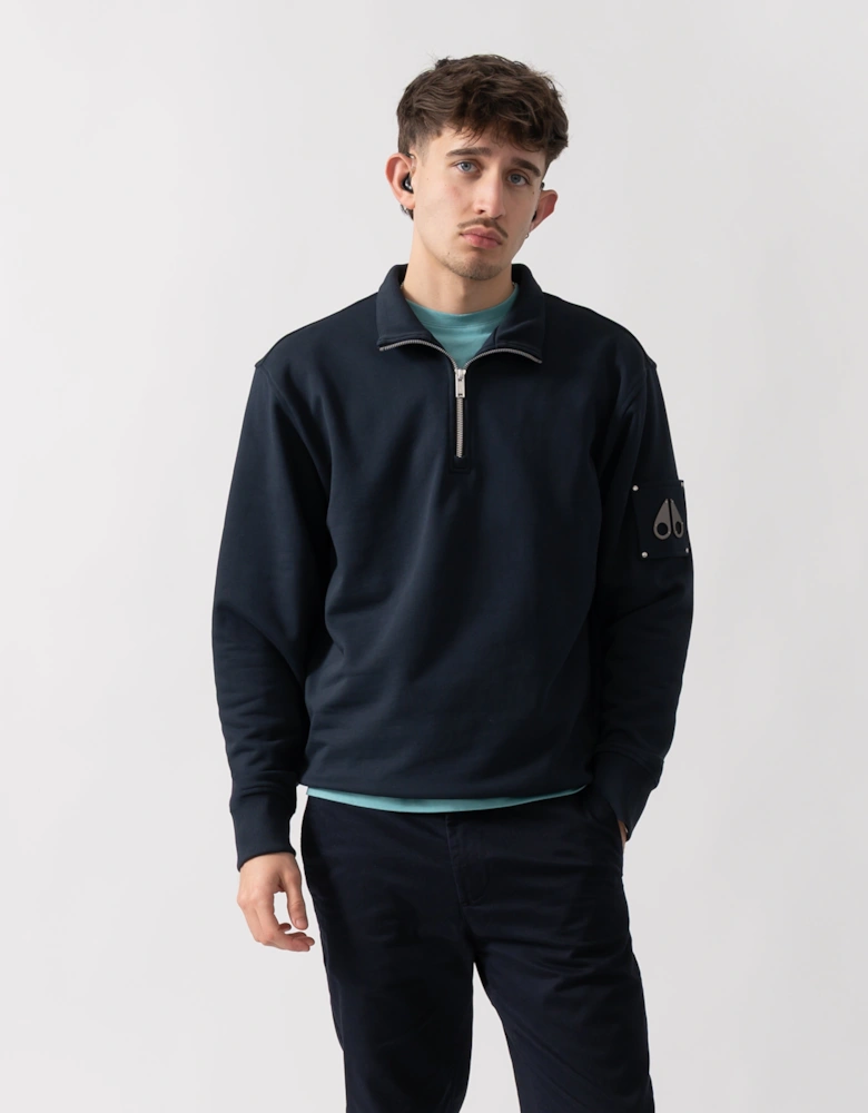 Moose Knuckles Hartsfield Mens 1/4 Zip Sweatshirt - Navy 833