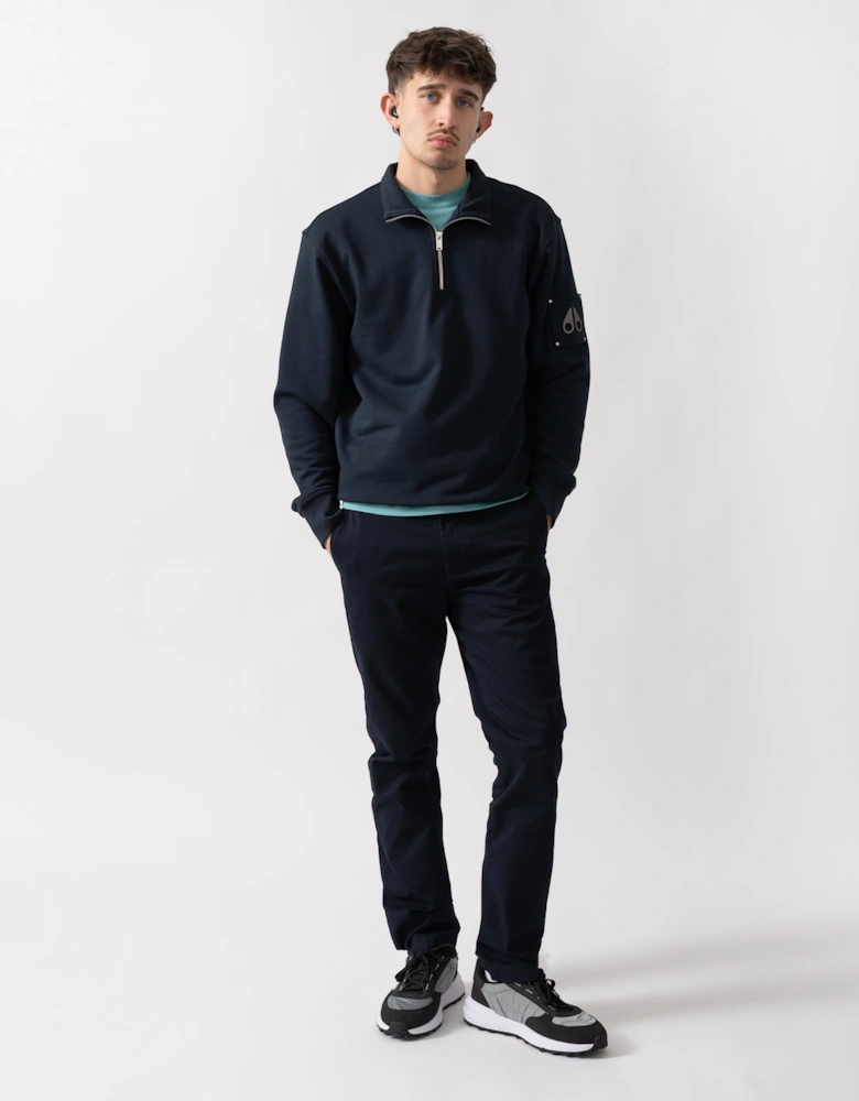 Moose Knuckles Hartsfield Mens 1/4 Zip Sweatshirt - Navy 833