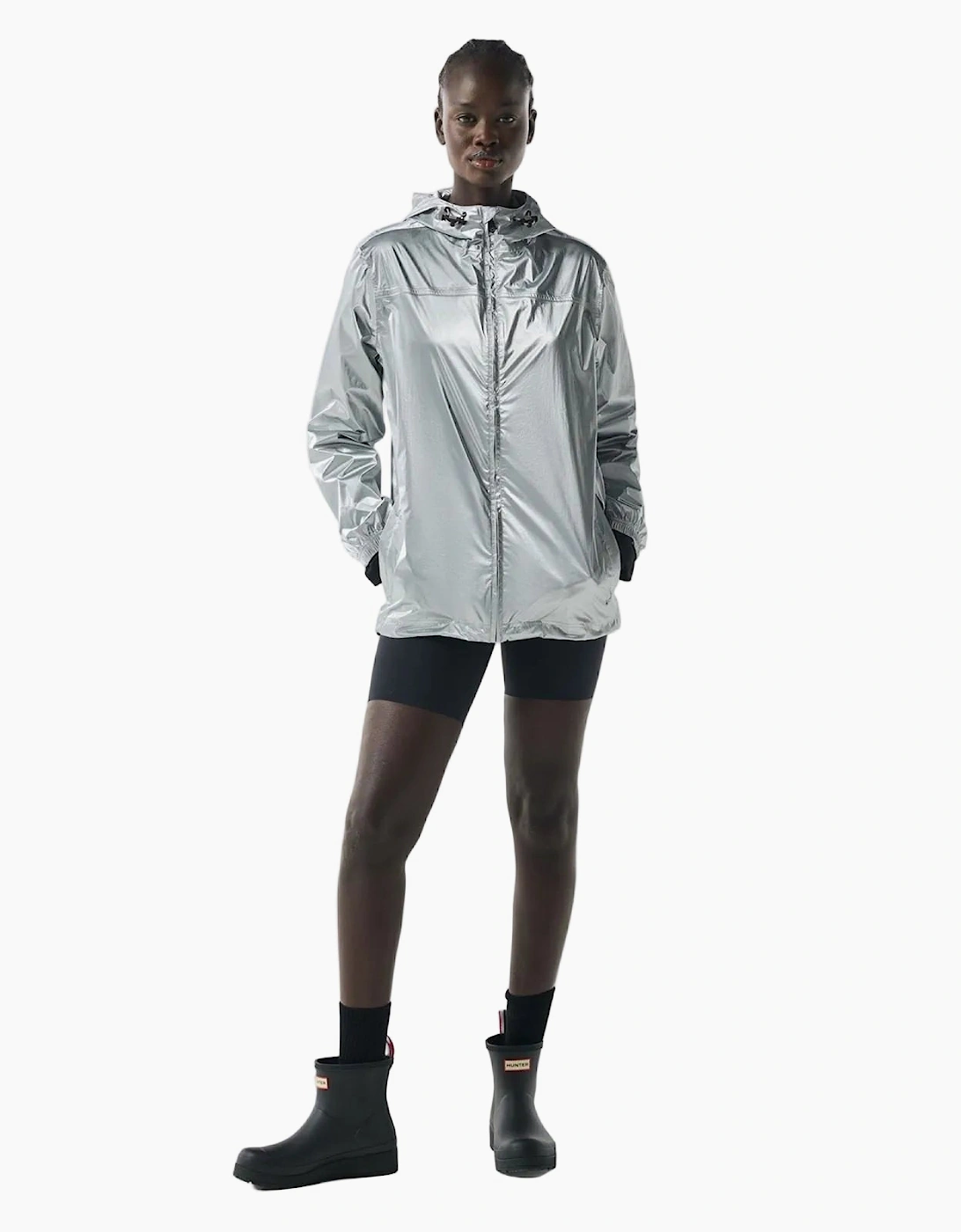 Hunter Hunter Packable Unisex Adults Silver Rain Jacket