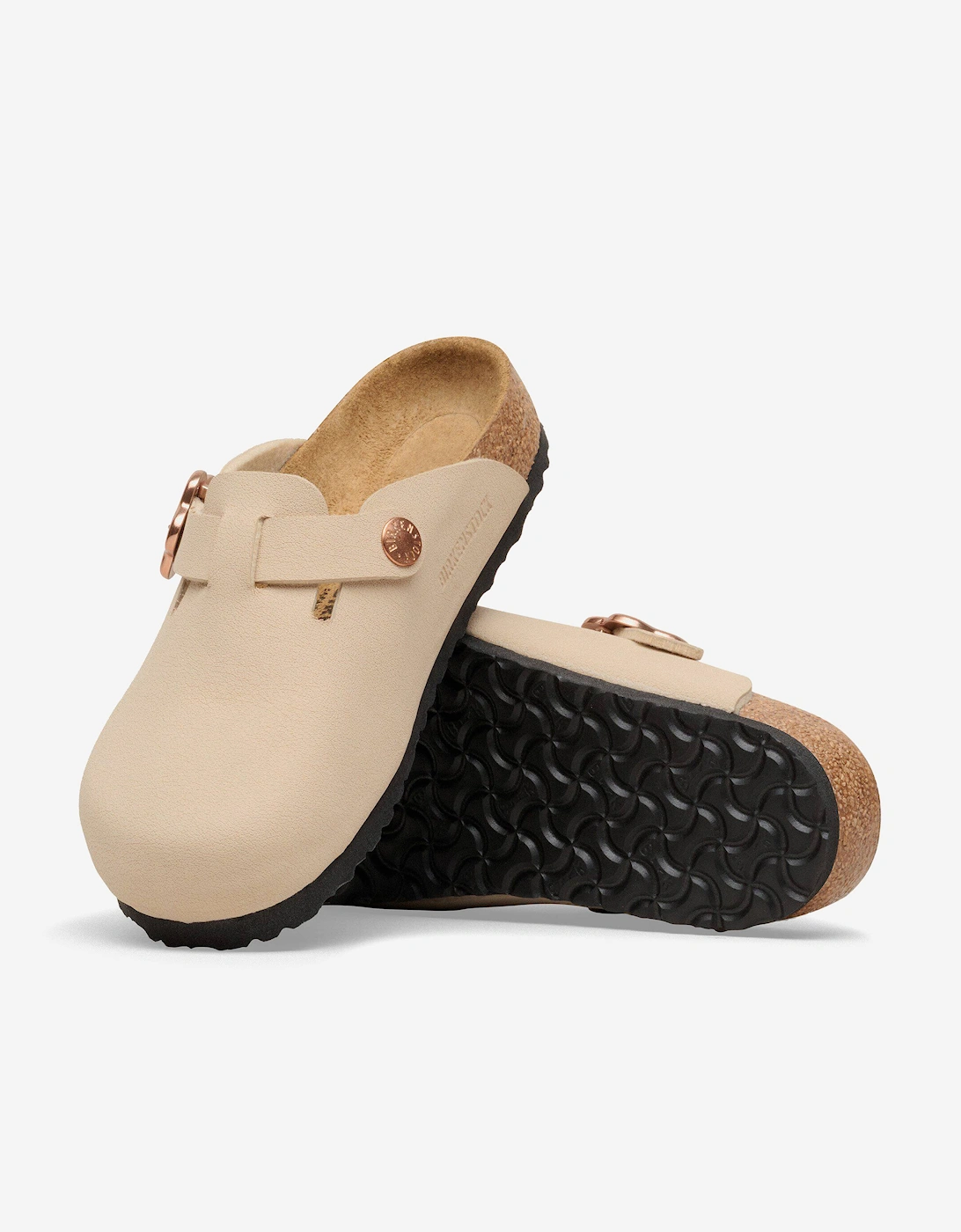 BIRKENSTOCK Girls Boston Flower Buckle BFBC Clogs in Beige