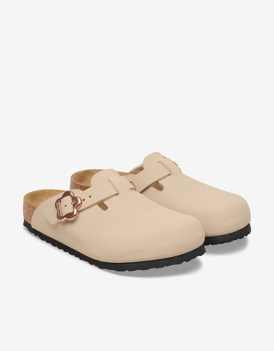 BIRKENSTOCK Girls Boston Flower Buckle BFBC Clogs in Beige
