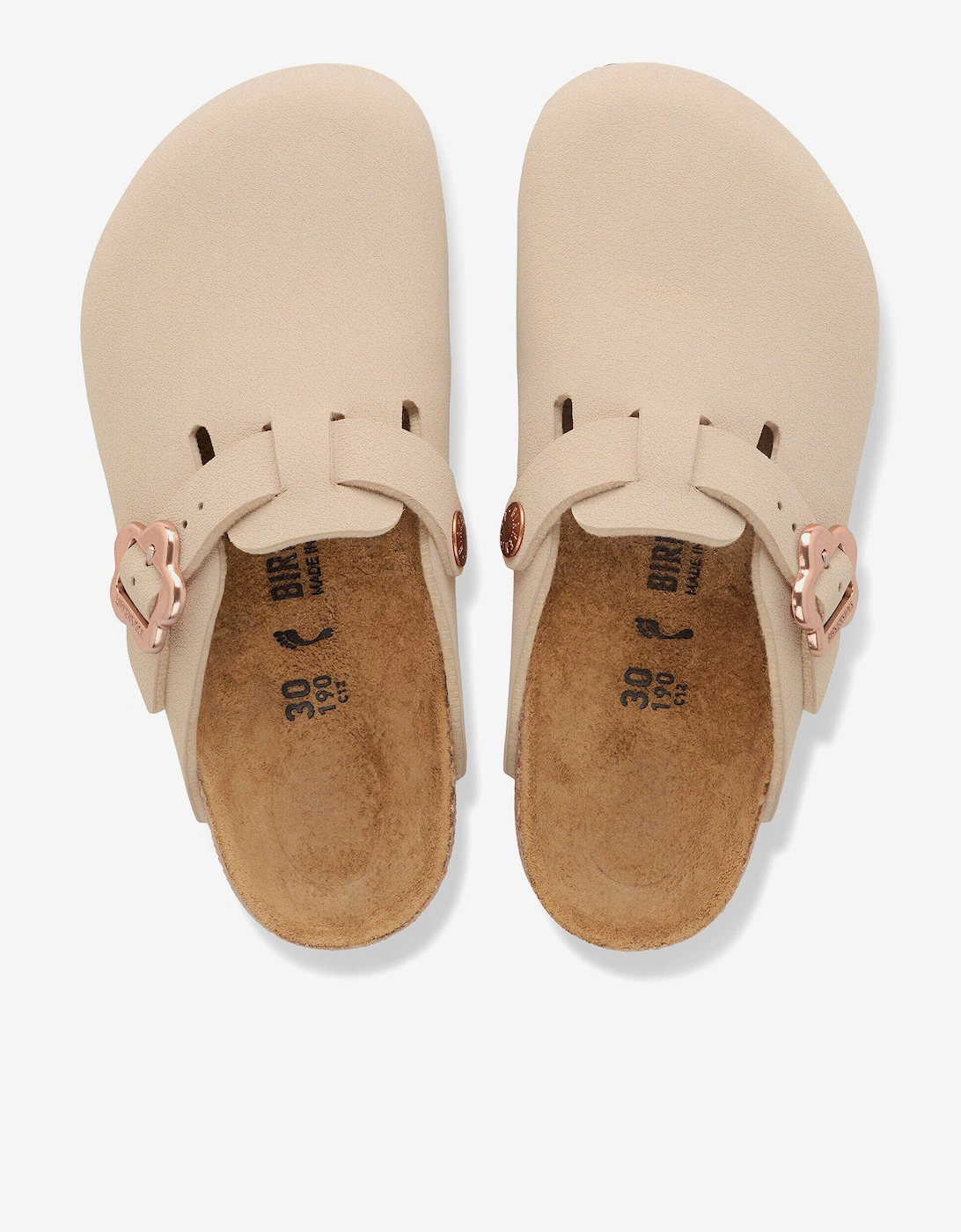 BIRKENSTOCK Girls Boston Flower Buckle BFBC Clogs in Beige