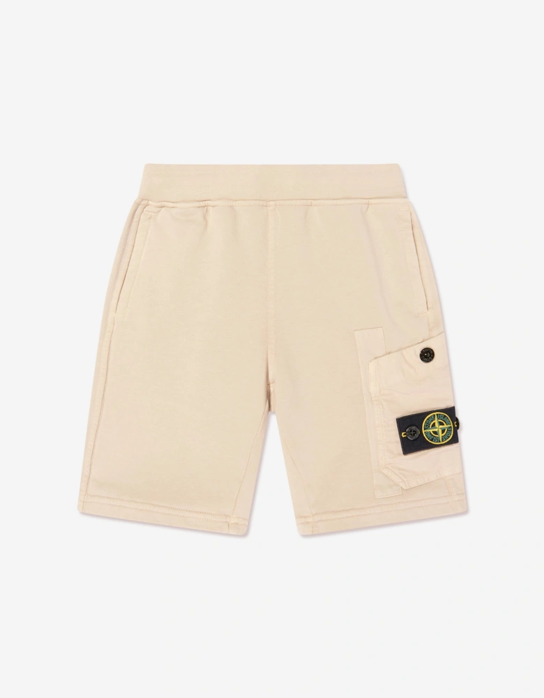 Stone Island Boys Logo Pocket Shorts in Beige