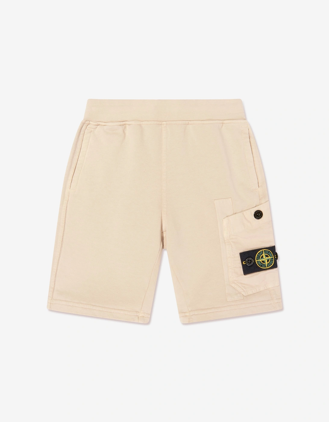 Stone Island Boys Logo Pocket Shorts in Beige, 5 of 4