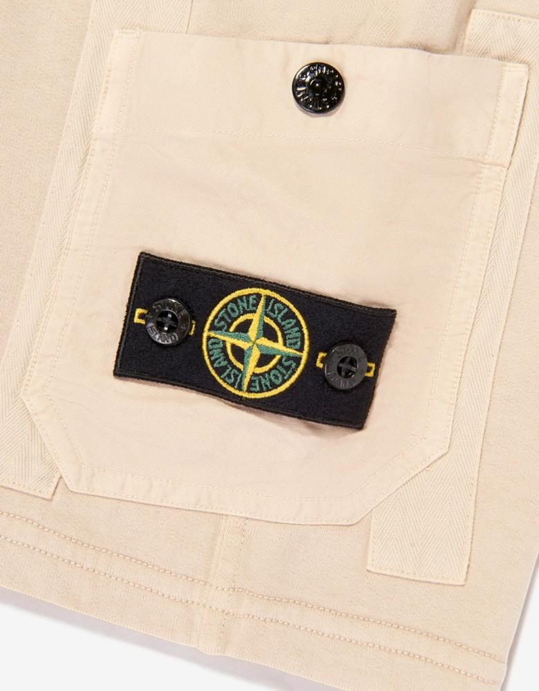 Stone Island Boys Logo Pocket Shorts in Beige