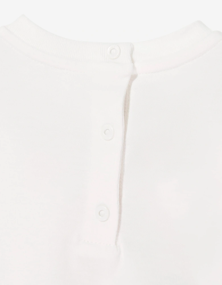 Fendi Baby Girls Trompe l'oeil Bow Print  T-Shirt in White