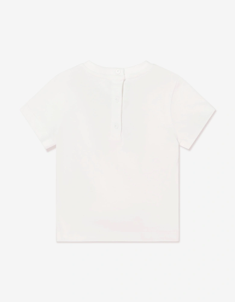 Fendi Baby Girls Trompe l'oeil Bow Print  T-Shirt in White