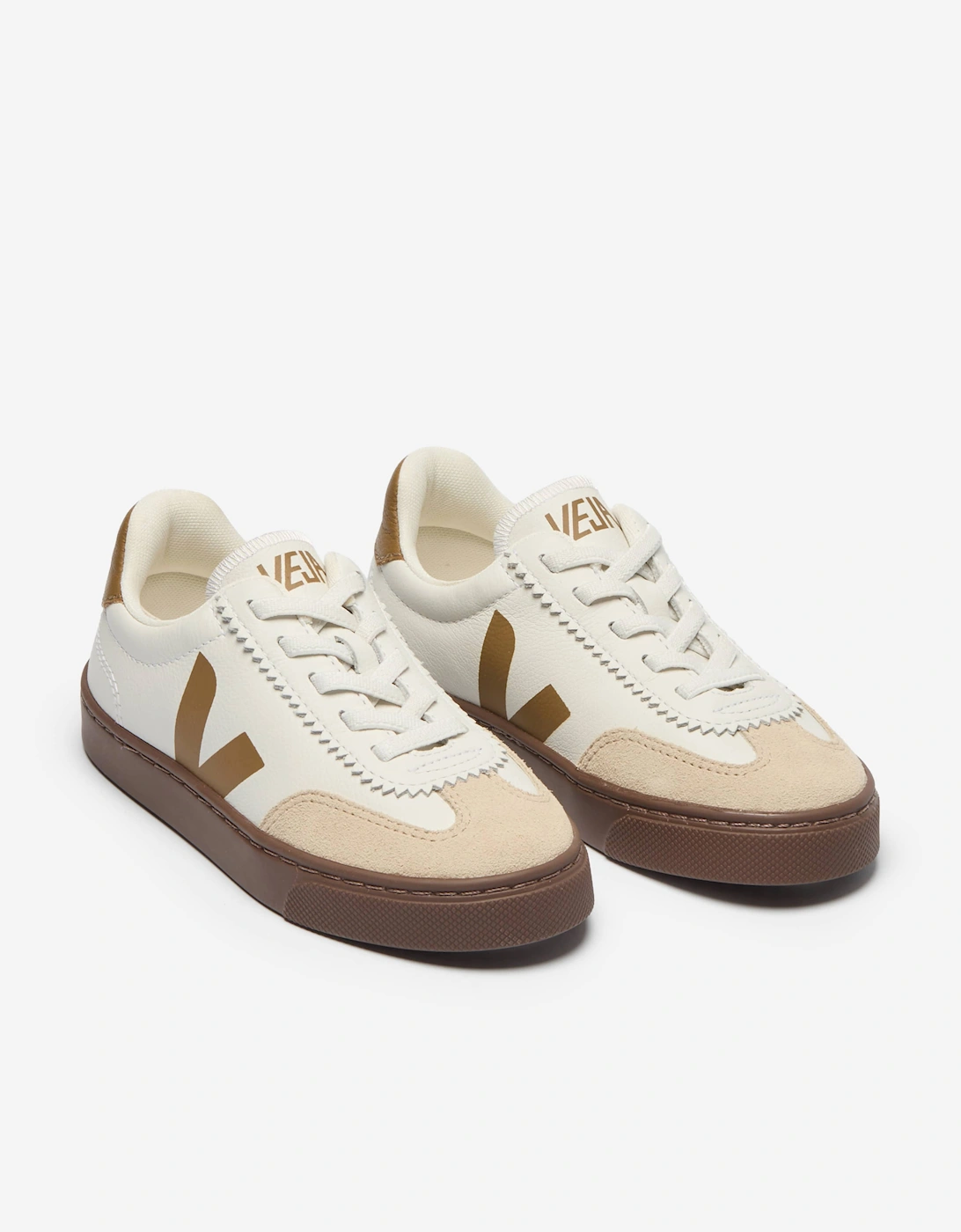 Veja Kids Small Volley Leather Trainers in White
