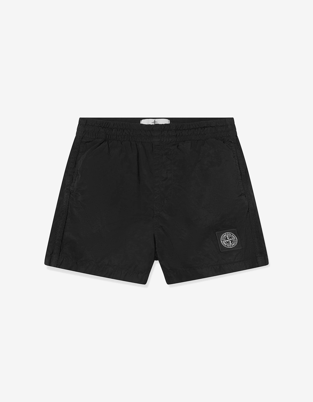 Stone Island Boys Compass Logo Swim Shorts in Black