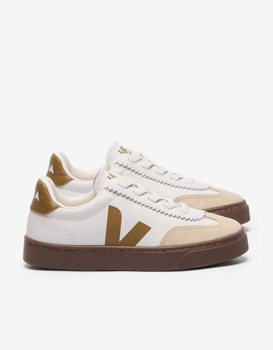 Veja Kids Small Volley Leather Trainers in White