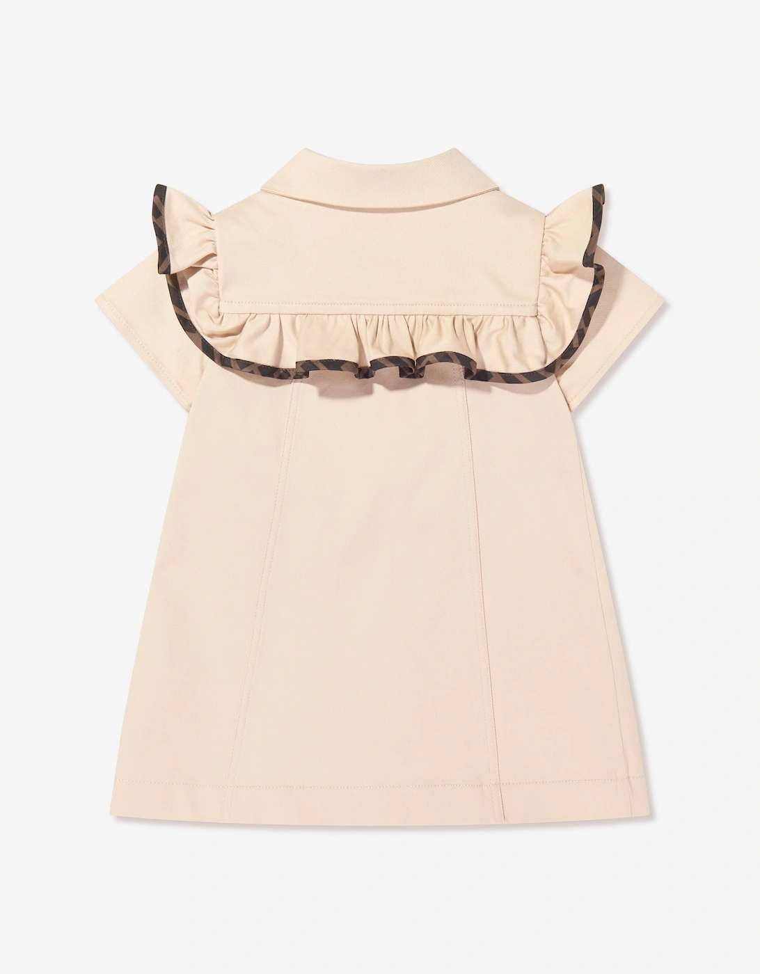Fendi Baby Girls FF Ruffle Trim Dress in Beige