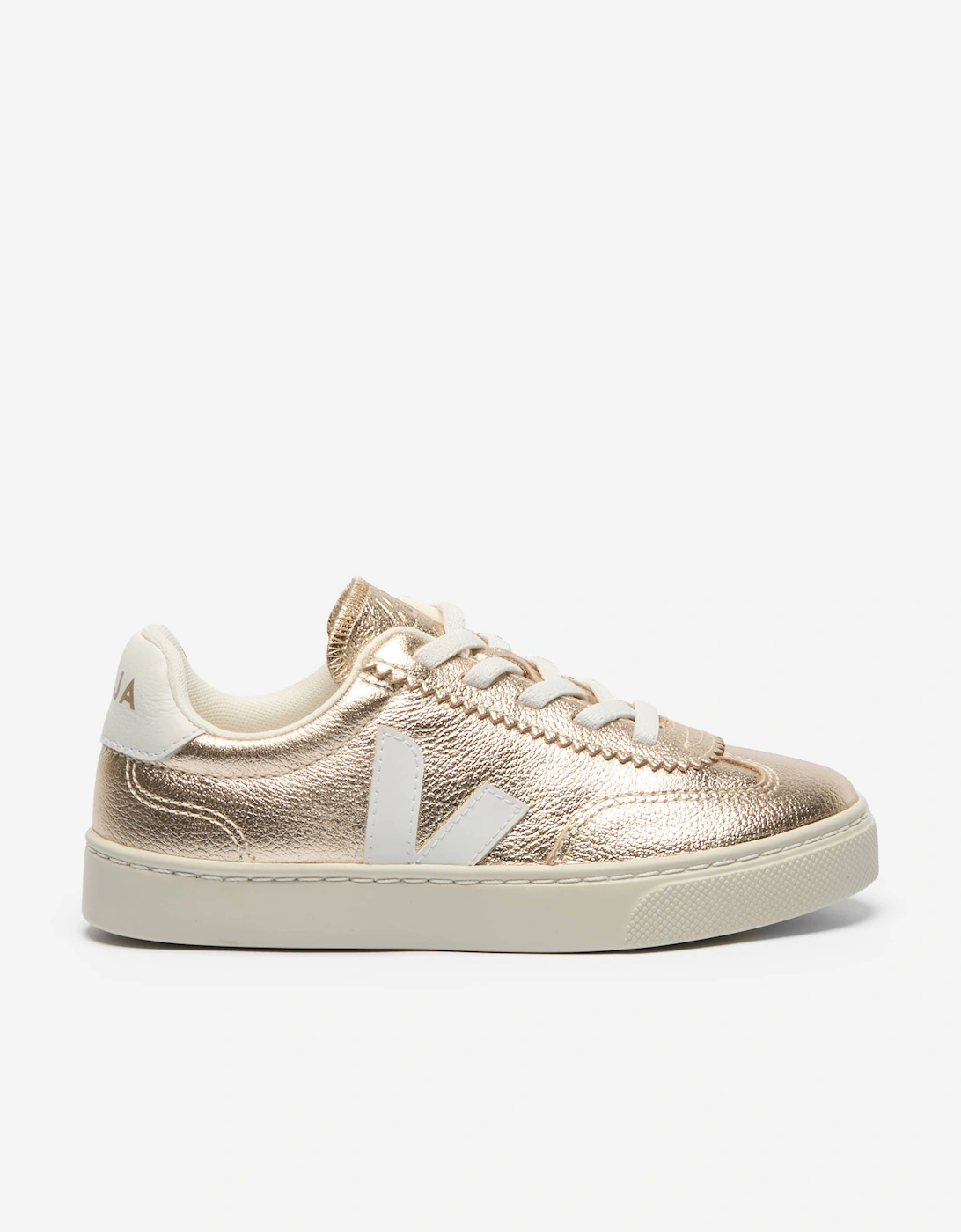 Veja Girls Gold 'S Small Volley Leather Trainers In - Size: Eu 27 Uk 9.5 Kids