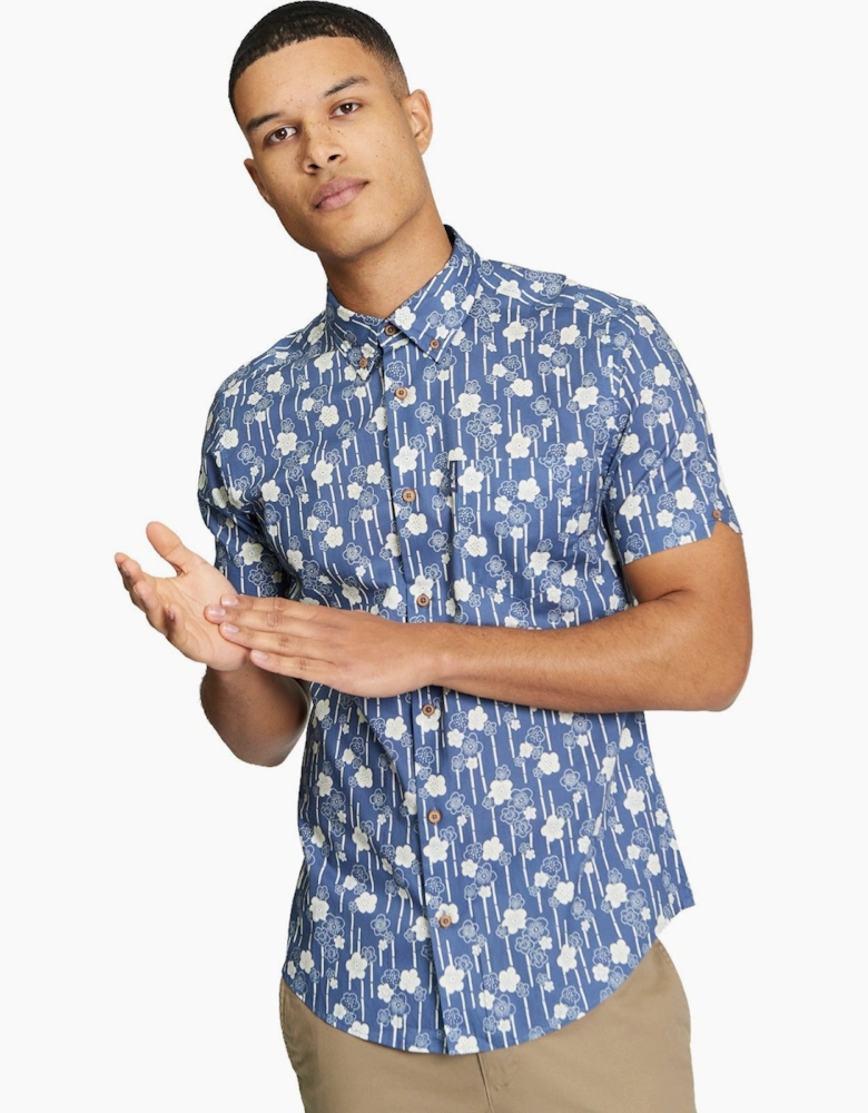 Ben Sherman Mens Floral Bamboo Print Short Sleeve Shirt