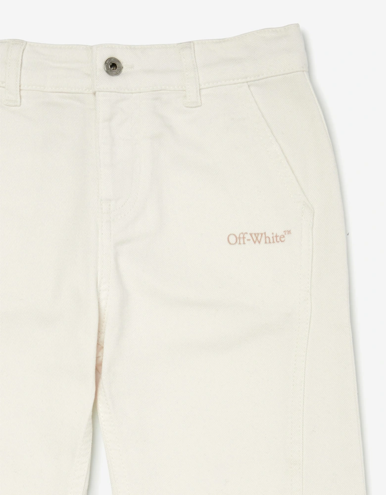Off-White Girls Bookish Diag Denim Jeans in White