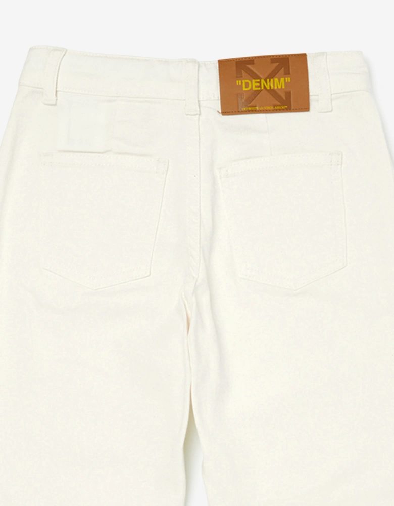 Off-White Girls Bookish Diag Denim Jeans in White