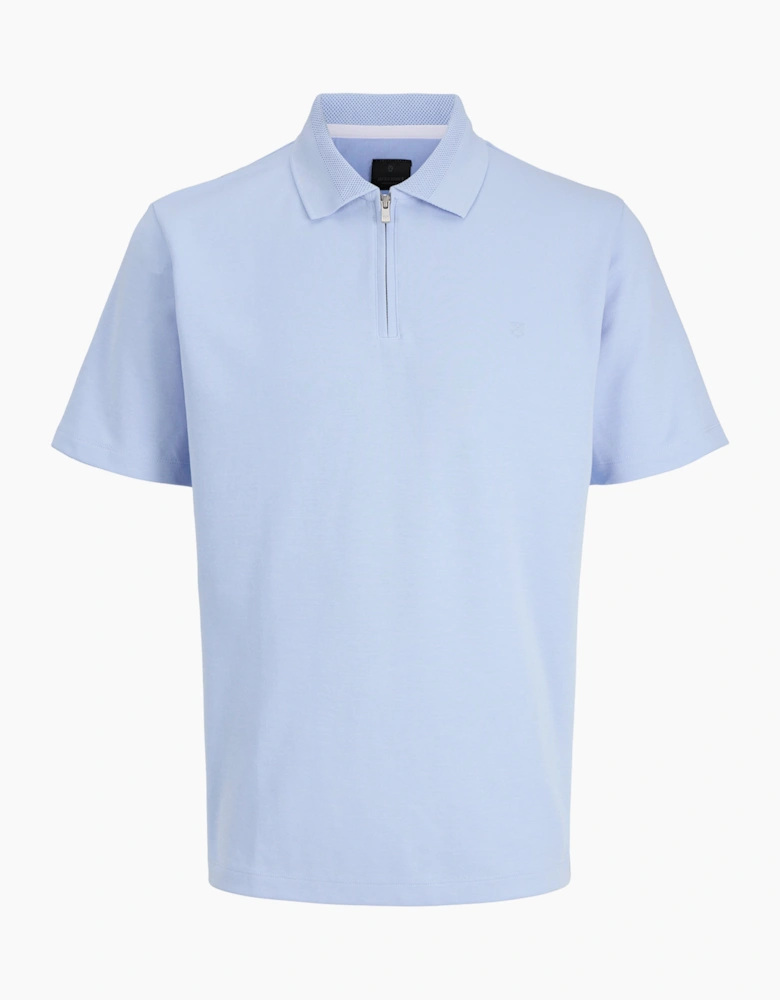 Jack & Jones JPRBLAETHAN Short Sleeve Zip polo CHAMBRAY BLUE