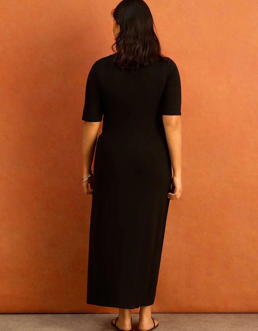 Black Tie Side Jersey Midaxi Dress