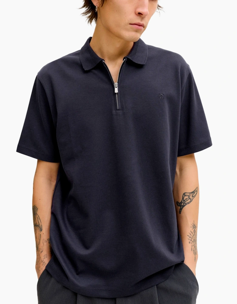 Jack & Jones JPRBLAETHAN Short Sleeve Zip polo Night Sky