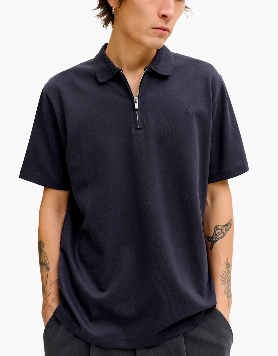 Jack & Jones JPRBLAETHAN Short Sleeve Zip polo Night Sky