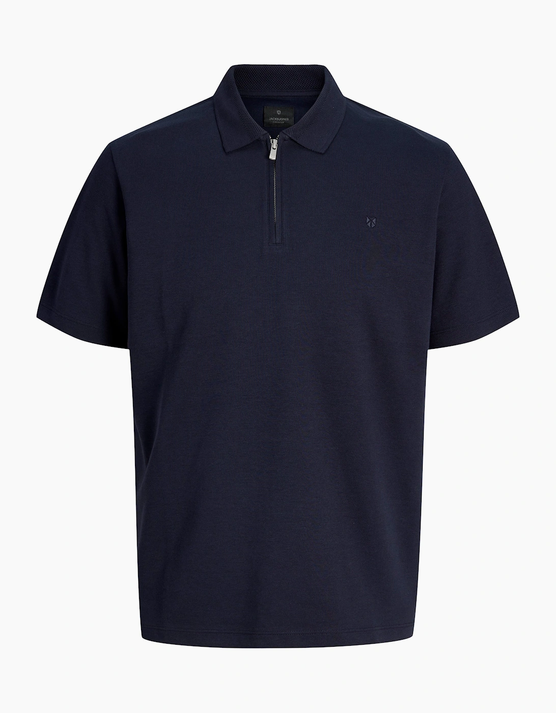 Jack & Jones Men's Navy Jprblaethan Short Sleeve Zip Polo Night Sky - Size 40