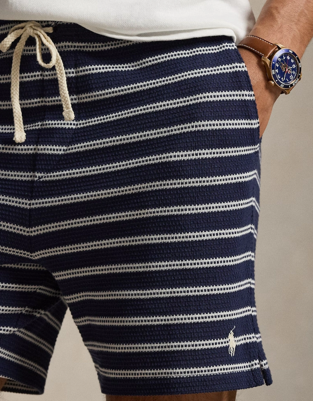 Polo Ralph Lauren Knitted Stripe Shorts 002 Newport Navy