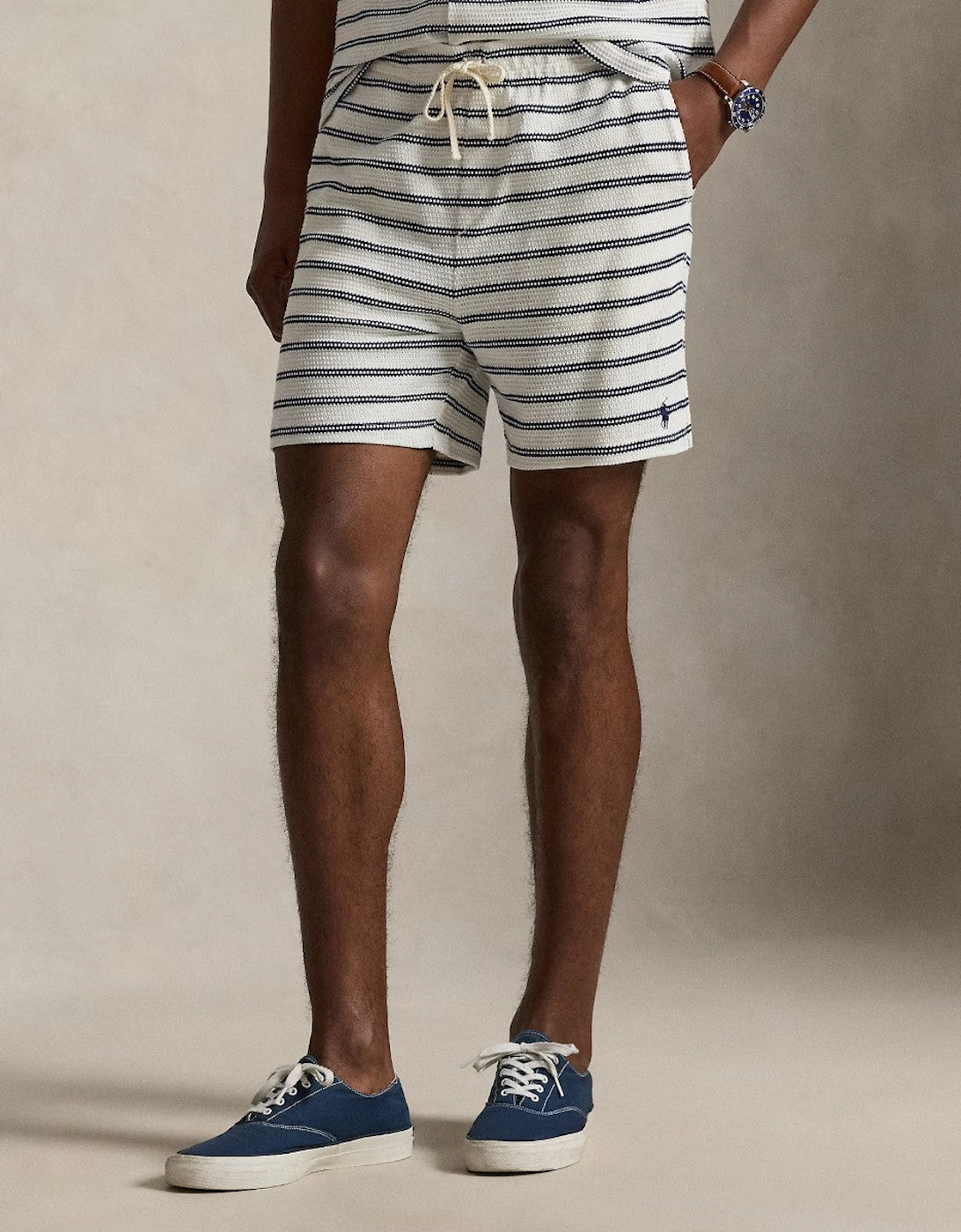 Polo Ralph Lauren Knitted Stripe Shorts 001 Pale Cream